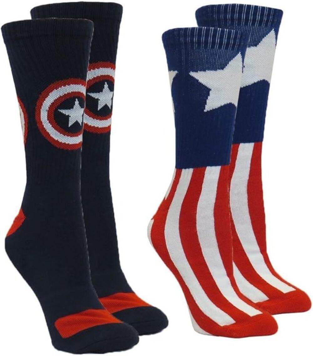❤️2/$12 Marvel Captain America Athletic Socks 2 Pair, New (NWT) Sz 6-12